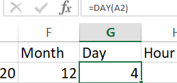 Day function in excel