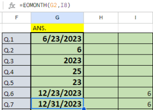 EOmonth function in excel