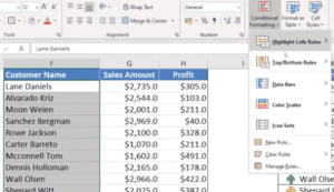 New Excel Manage rule of conditional formatting