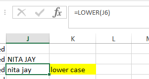 Lower Text functions in Excel