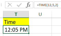 Time function in excel